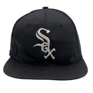 Vintage Logo 7 Chicago White Sox Snapback Hat Plain Logo Black